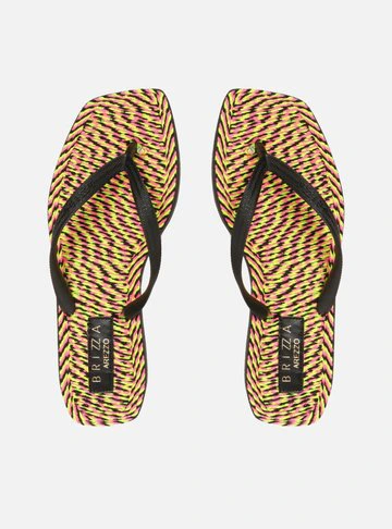 Chinelo de Dedo Preto Square Crochê Brizza