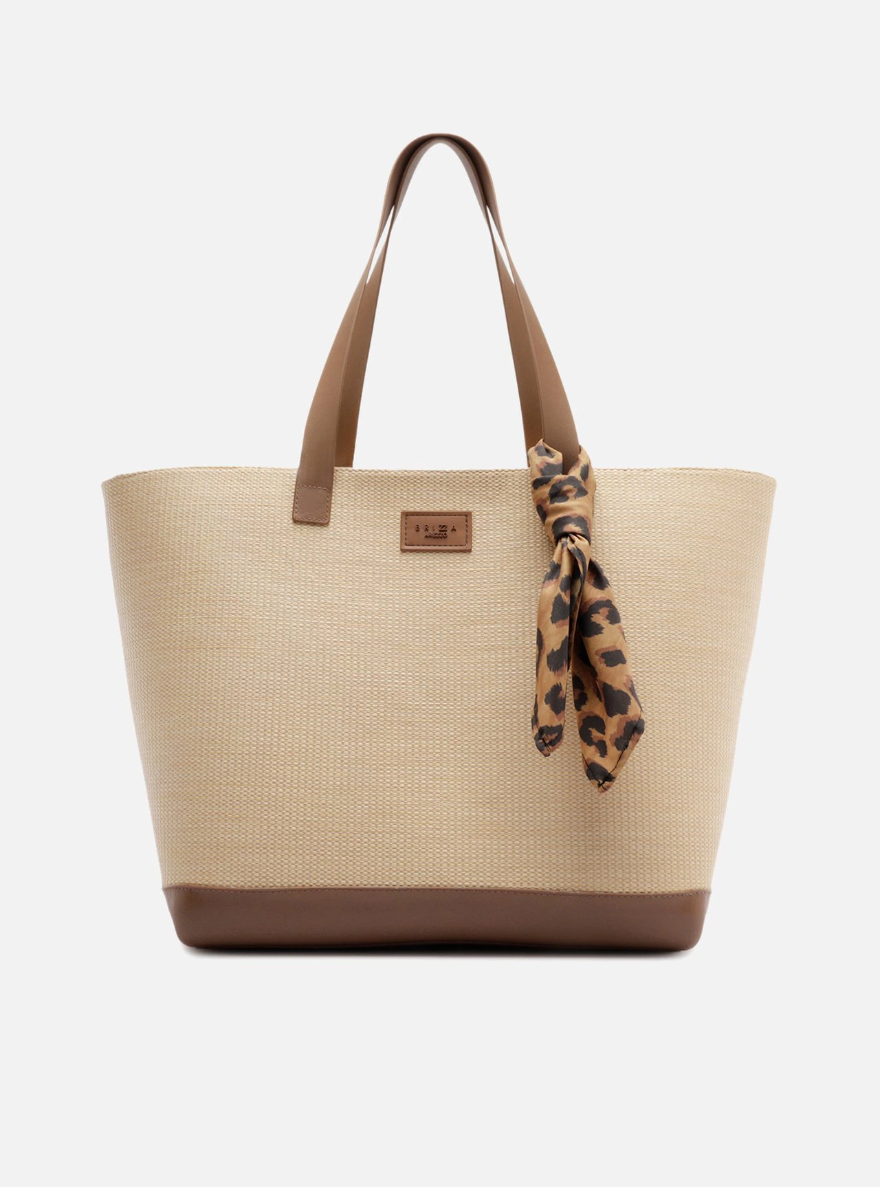 Bolsa Shopping Marrom Tramada Grande Lenço