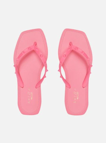 Chinelo de Dedo Rosa Bico Quadrado Brizza Rock