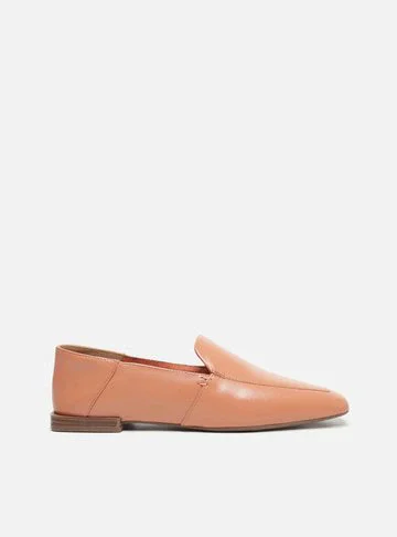 Mocassim Rosa Couro Salto Baixo Geométrico