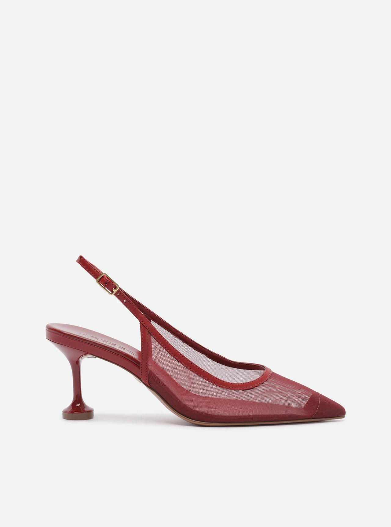 Scarpin Vermelho Tela Salto Médio Taça Slingback