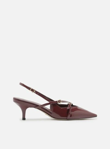 Scarpin Bordô Verniz Salto Médio Slingback Amélia