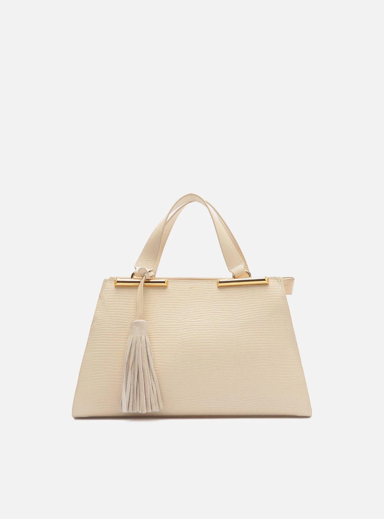 Bolsa Tote Branca Couro Média Croco Franja