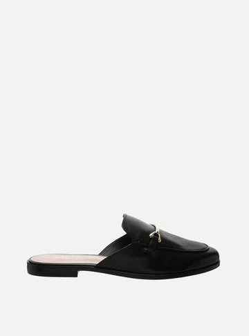 Mule Mocassim Couro Preto