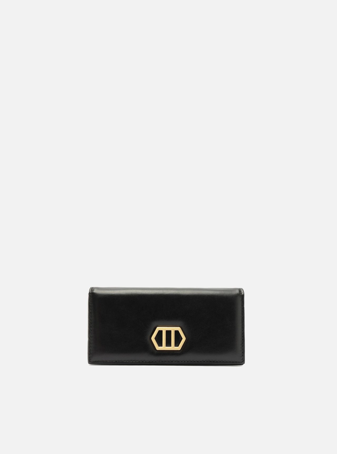 Bolsa Clutch Preta Couro Pequena Corrente