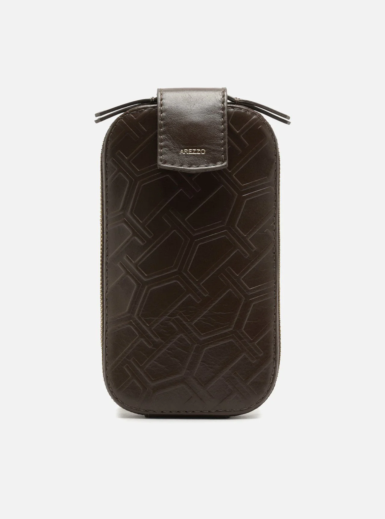 Bolsa Porta Celular Marrom Couro Pequena Corrente