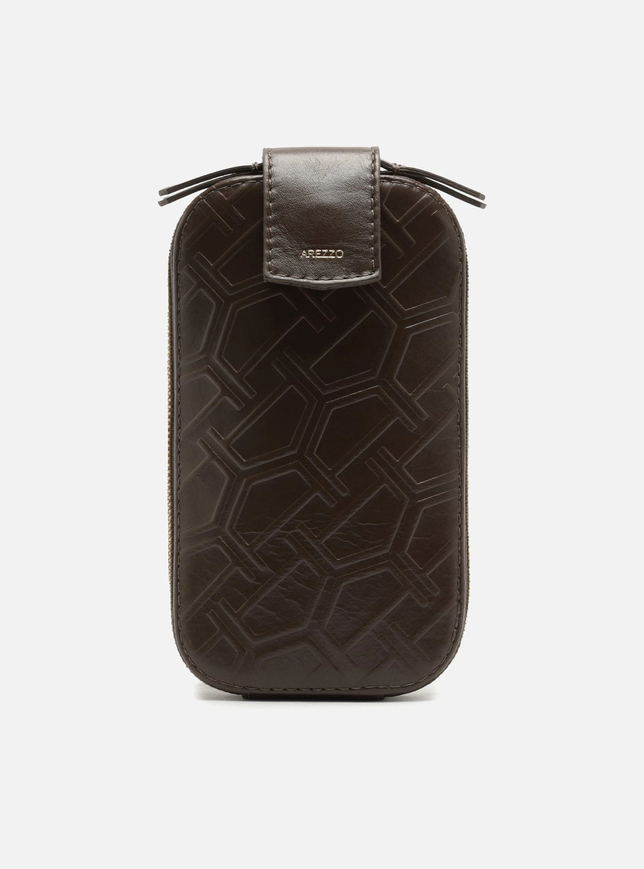 Bolsa Porta Celular Marrom Couro Pequena Corrente