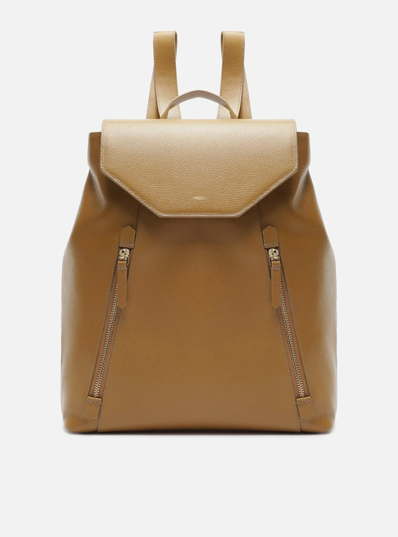 Bolsa Mochila Marrom Couro Grande Granulada