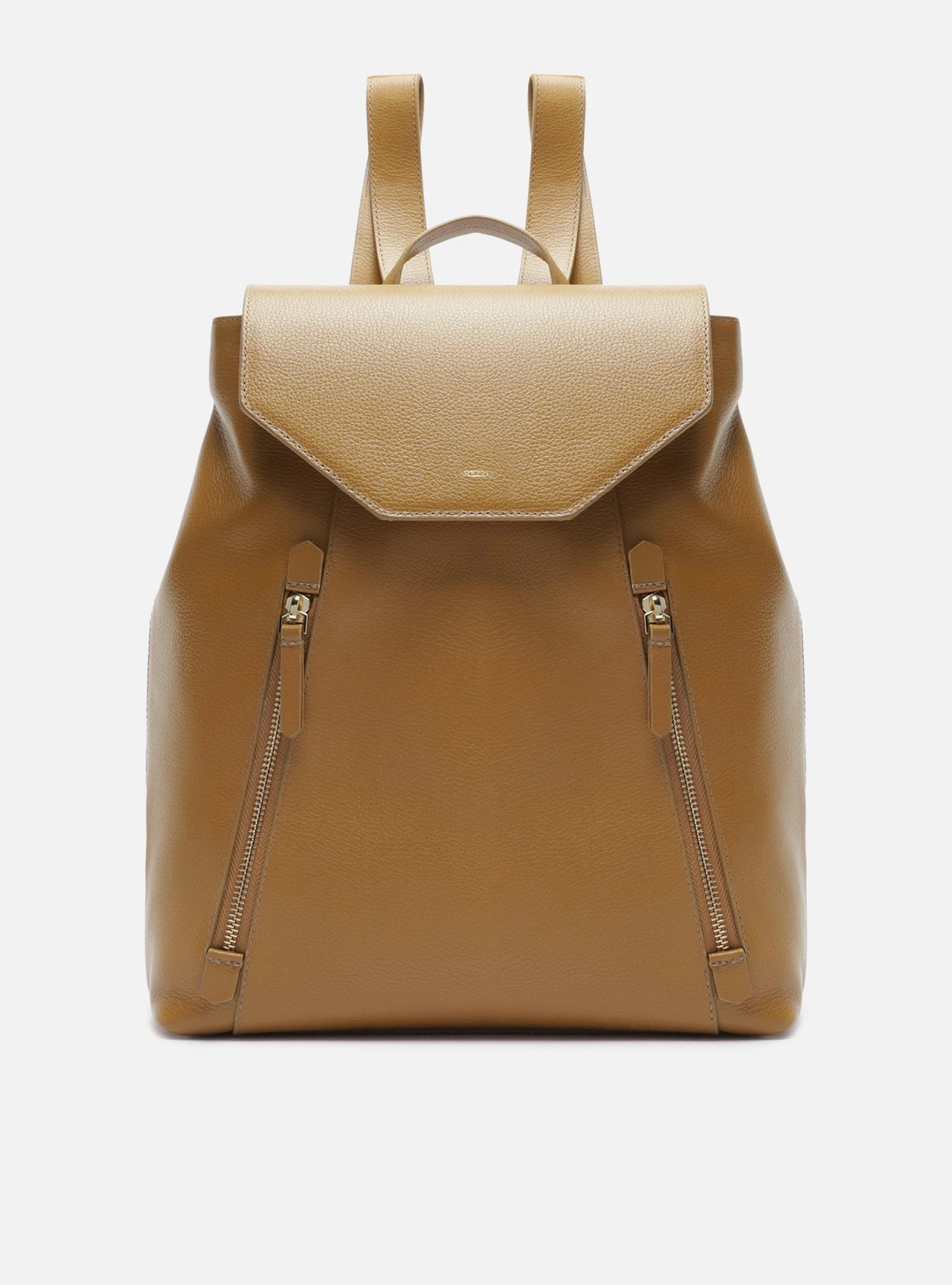 Bolsa Mochila Marrom Couro Grande Granulada