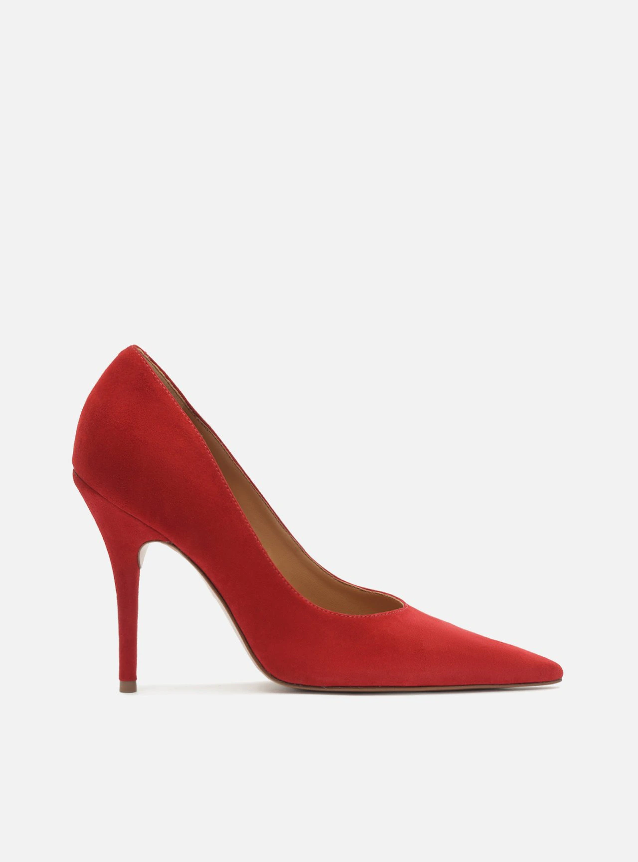 Scarpin Vermelho Camurça Salto Fino Essencial 100