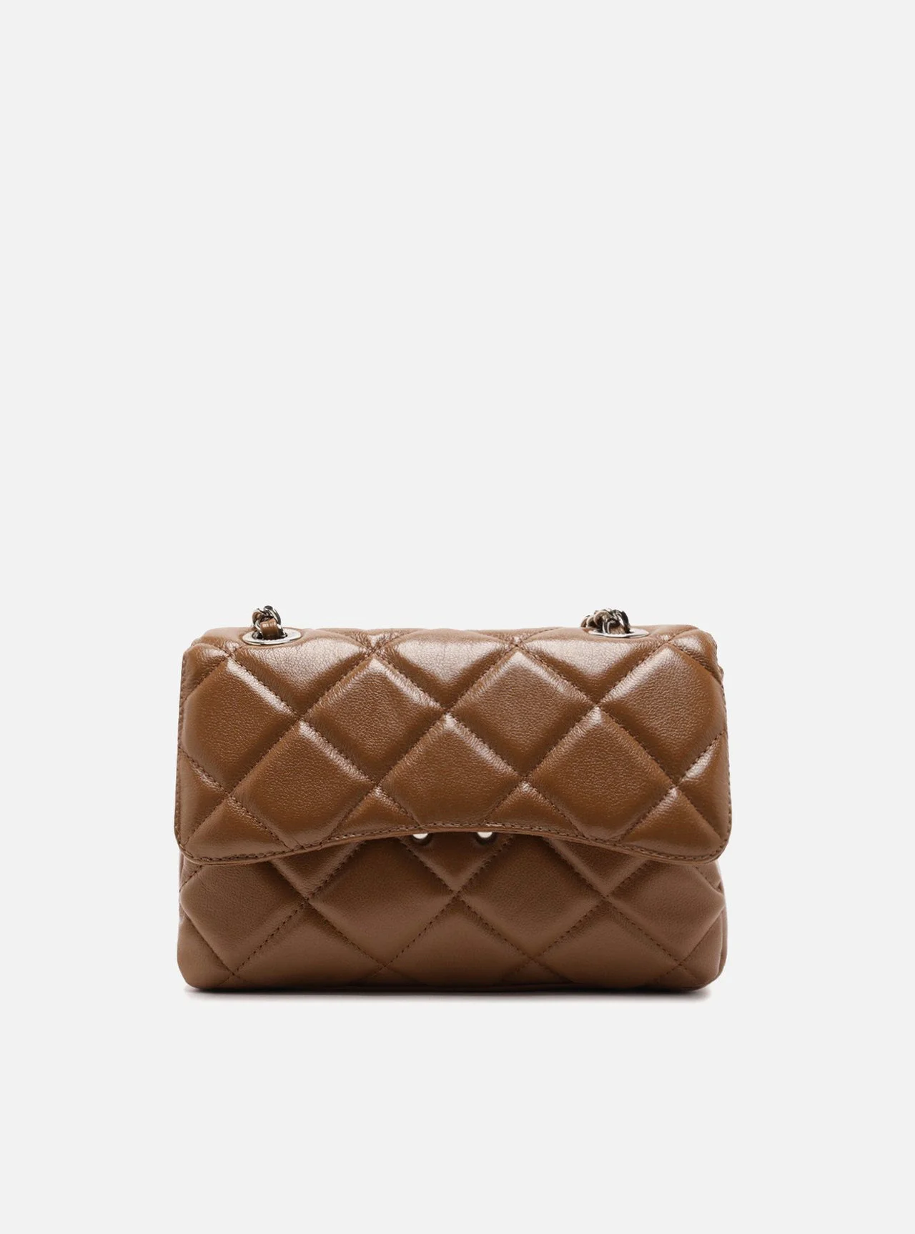 Bolsa Tiracolo Marrom Couro Média Matelassê