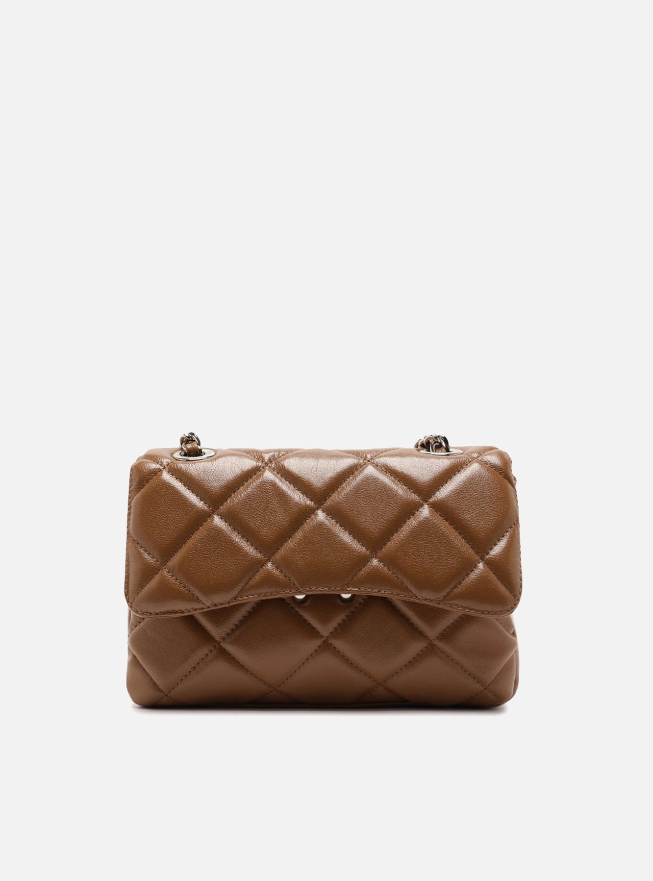 Bolsa Tiracolo Marrom Couro Média Matelassê