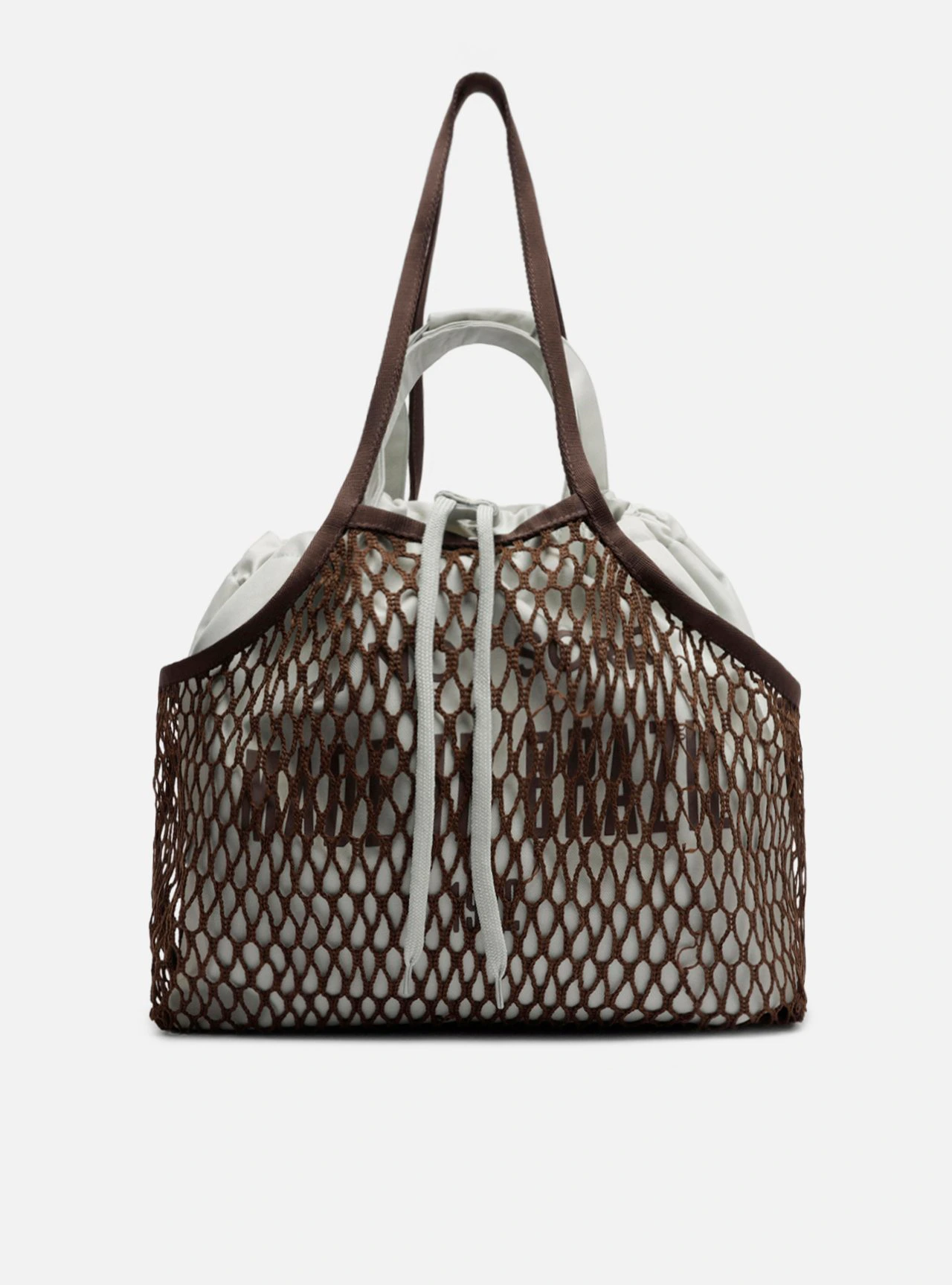Bolsa Shopping Marrom Tela Lona Grande Verde TIG