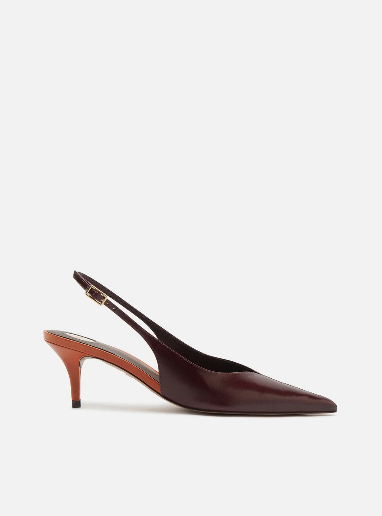 Scarpin Vermelho Couro Salto Fino Slingback