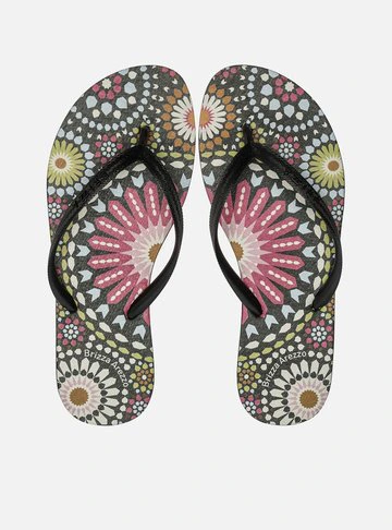 Chinelo de Dedo Preto Estampa Color Marrocos