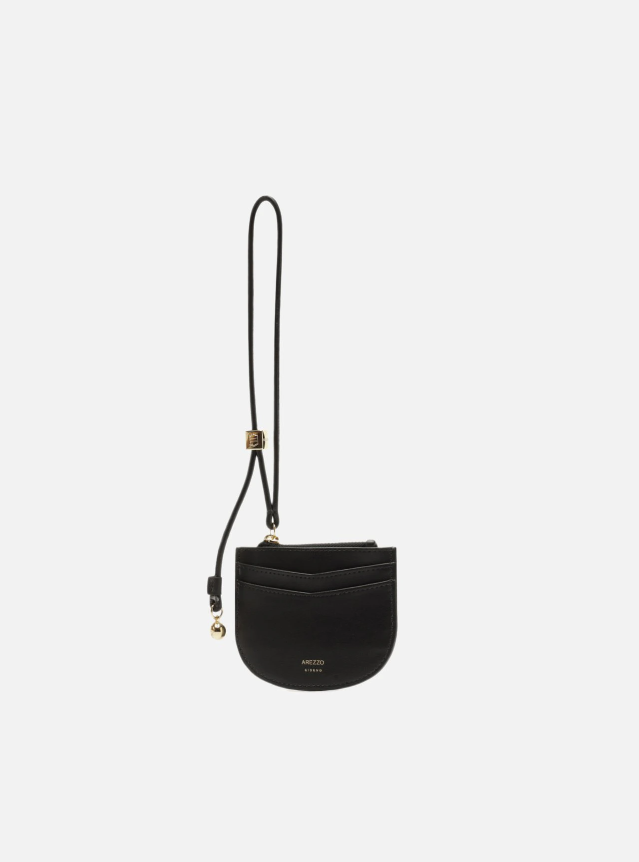 Porta-Cartão Preto Bolso Zíper Alça