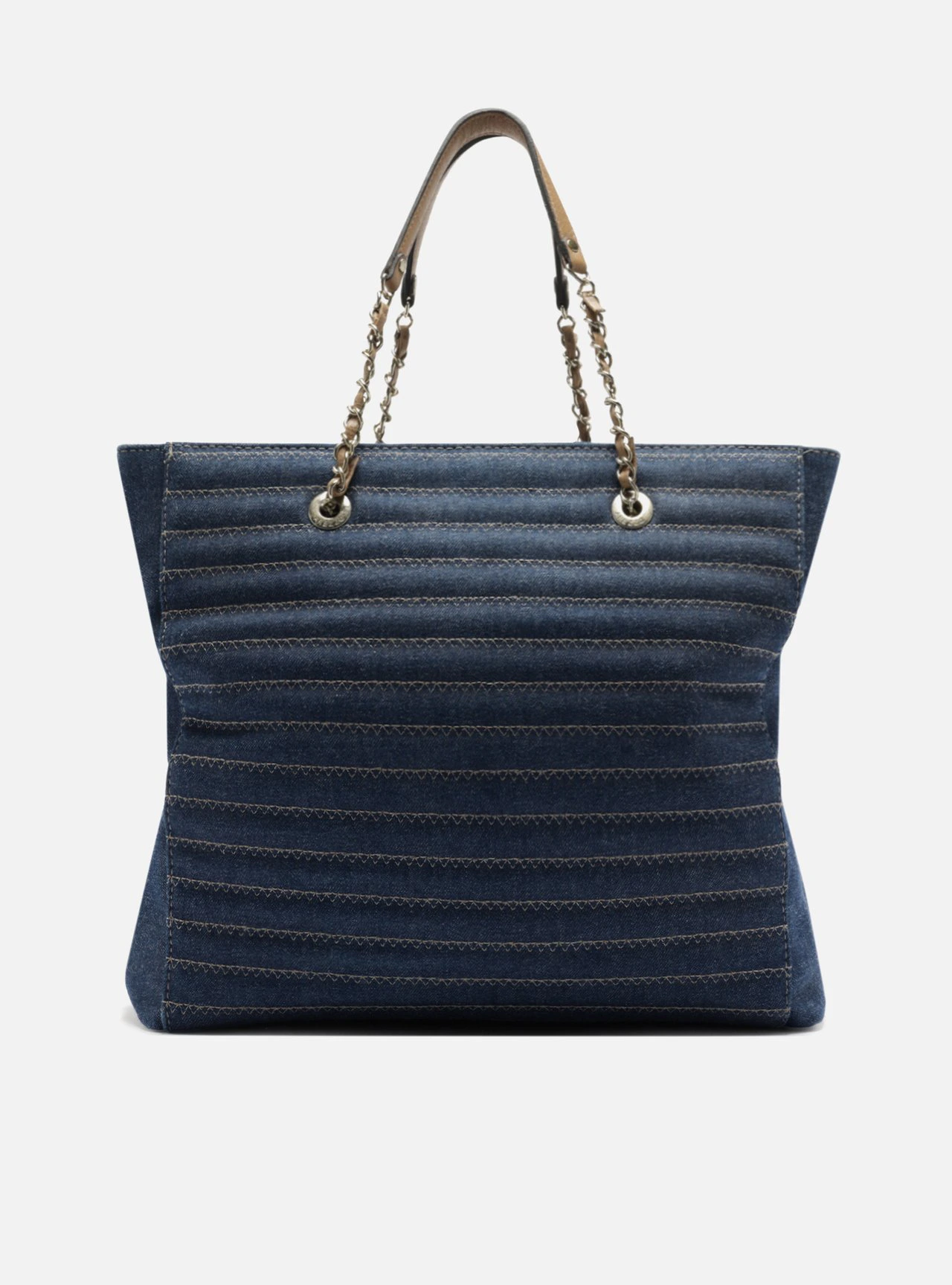 Bolsa Tote Azul Grande Matelassê Corrente