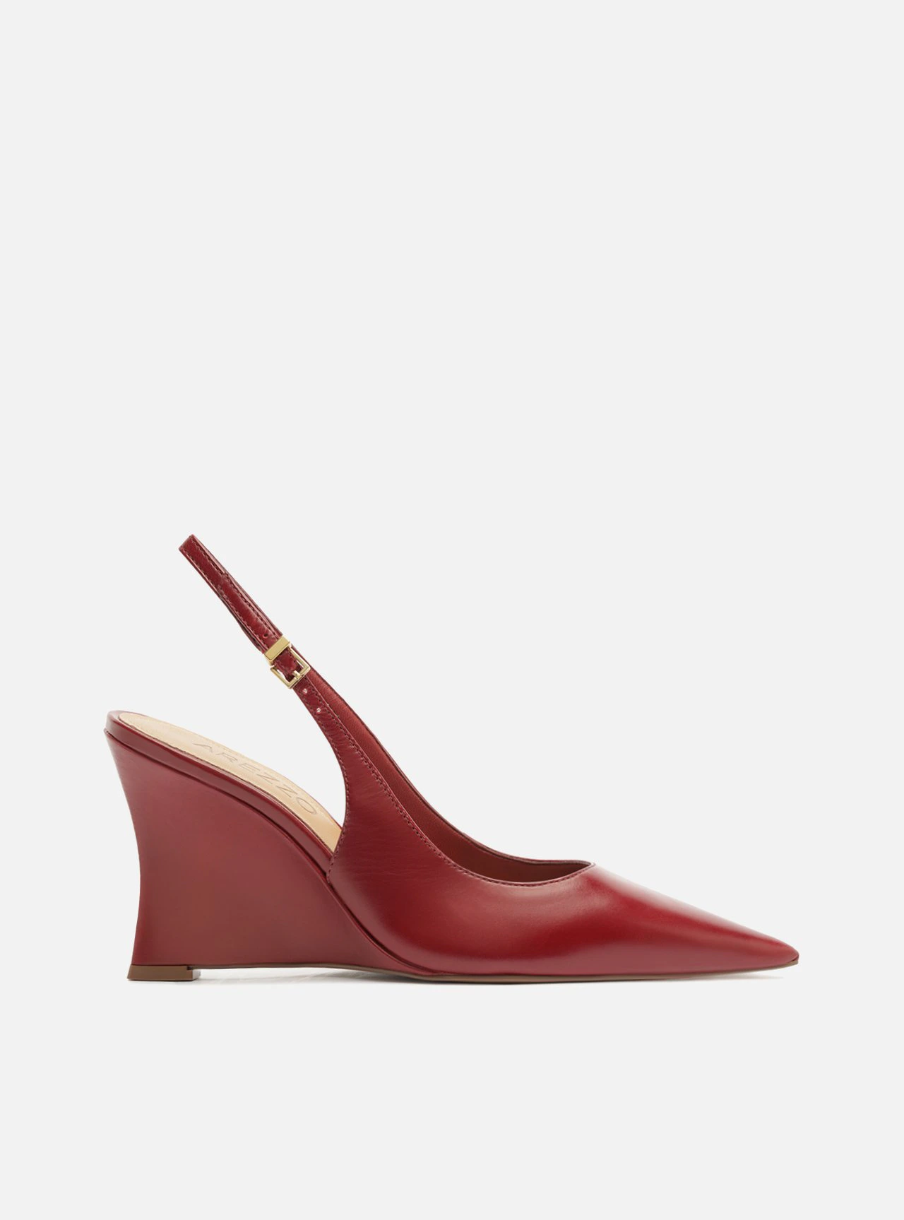 Scarpin Vermelho Couro Salto Alto Anabela Slingback