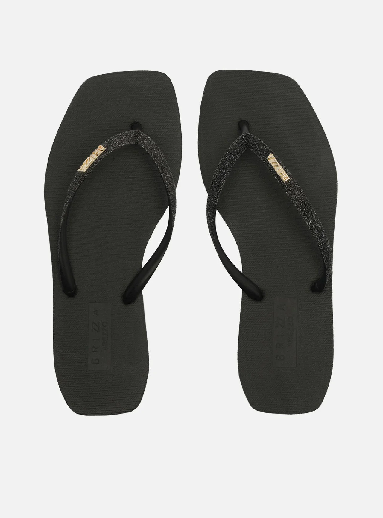 Chinelo de Dedo Preto Bico Quadrado Brizza