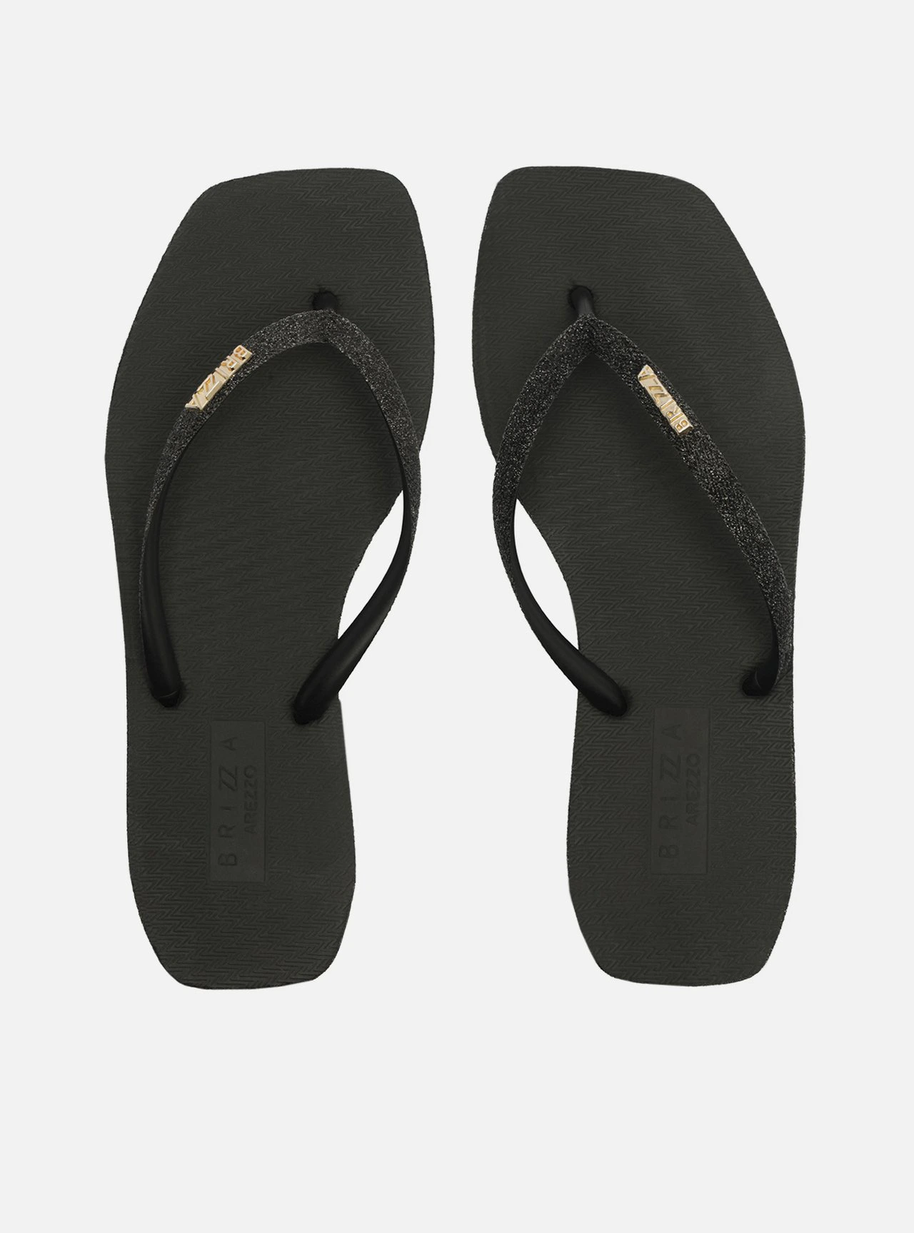 Chinelo de Dedo Preto Bico Quadrado Brizza