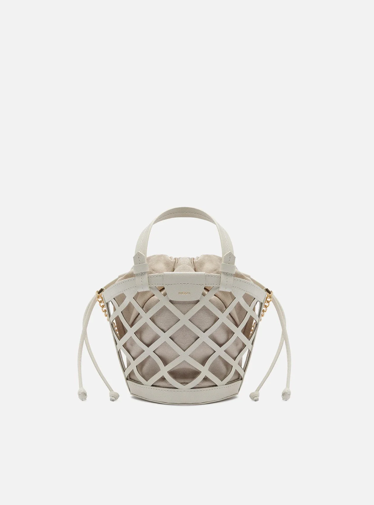 Bolsa Tiracolo Branca Couro Pequena Vazada Mel