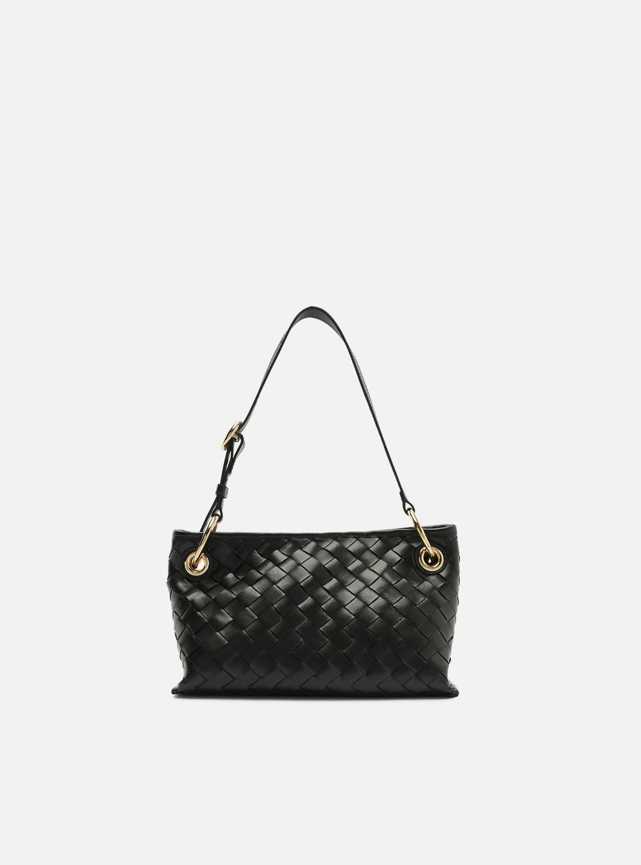 Bolsa Tiracolo Preta Couro Pequena Tressê