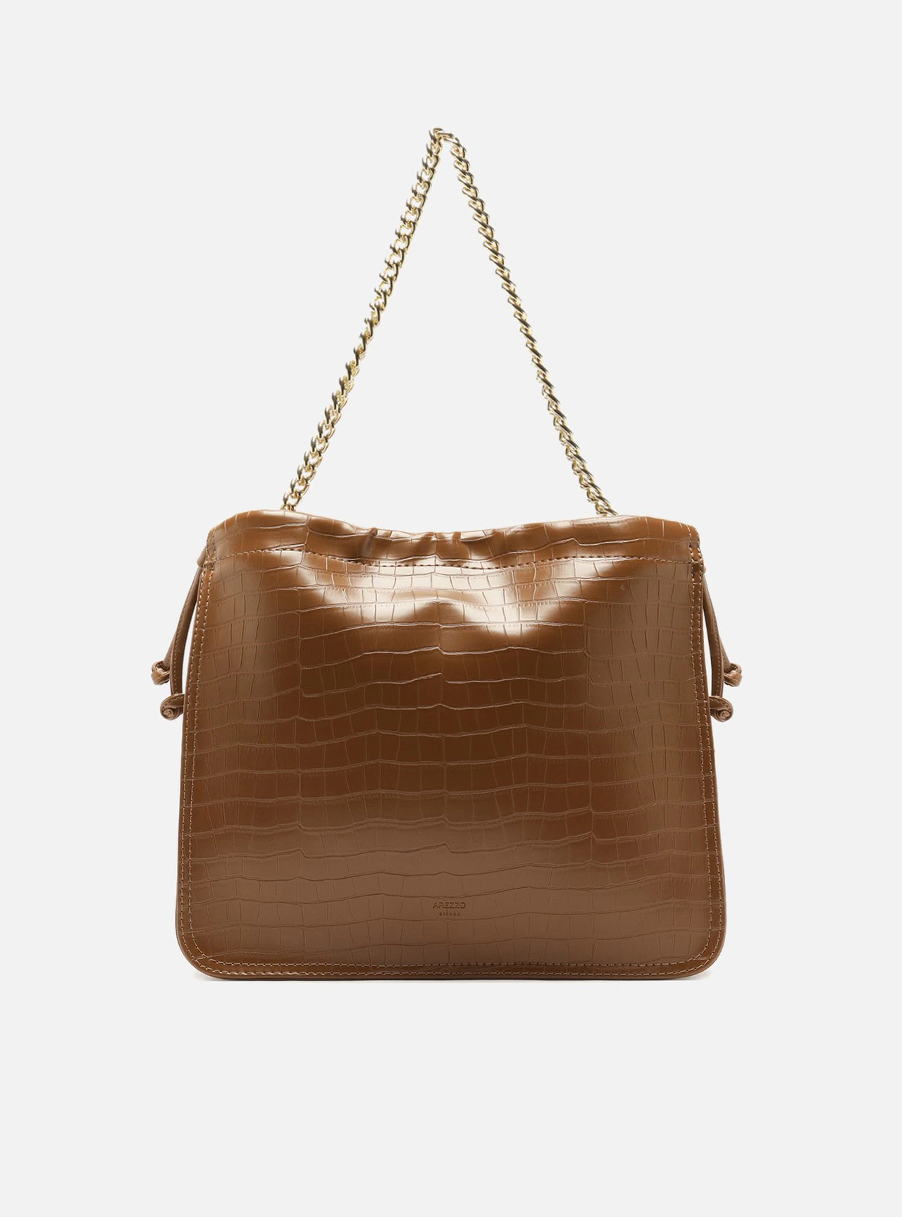 Bolsa Tote Marrom Média Croco Corrente