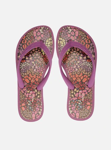 Chinelo de Dedo Roxo Palmilha Estampada