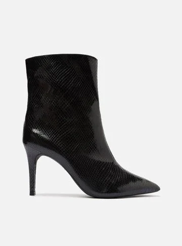 Bota Preta Snake Cano Médio Salto Fino