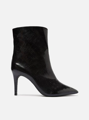 Bota Preta Snake Cano Médio Salto Fino