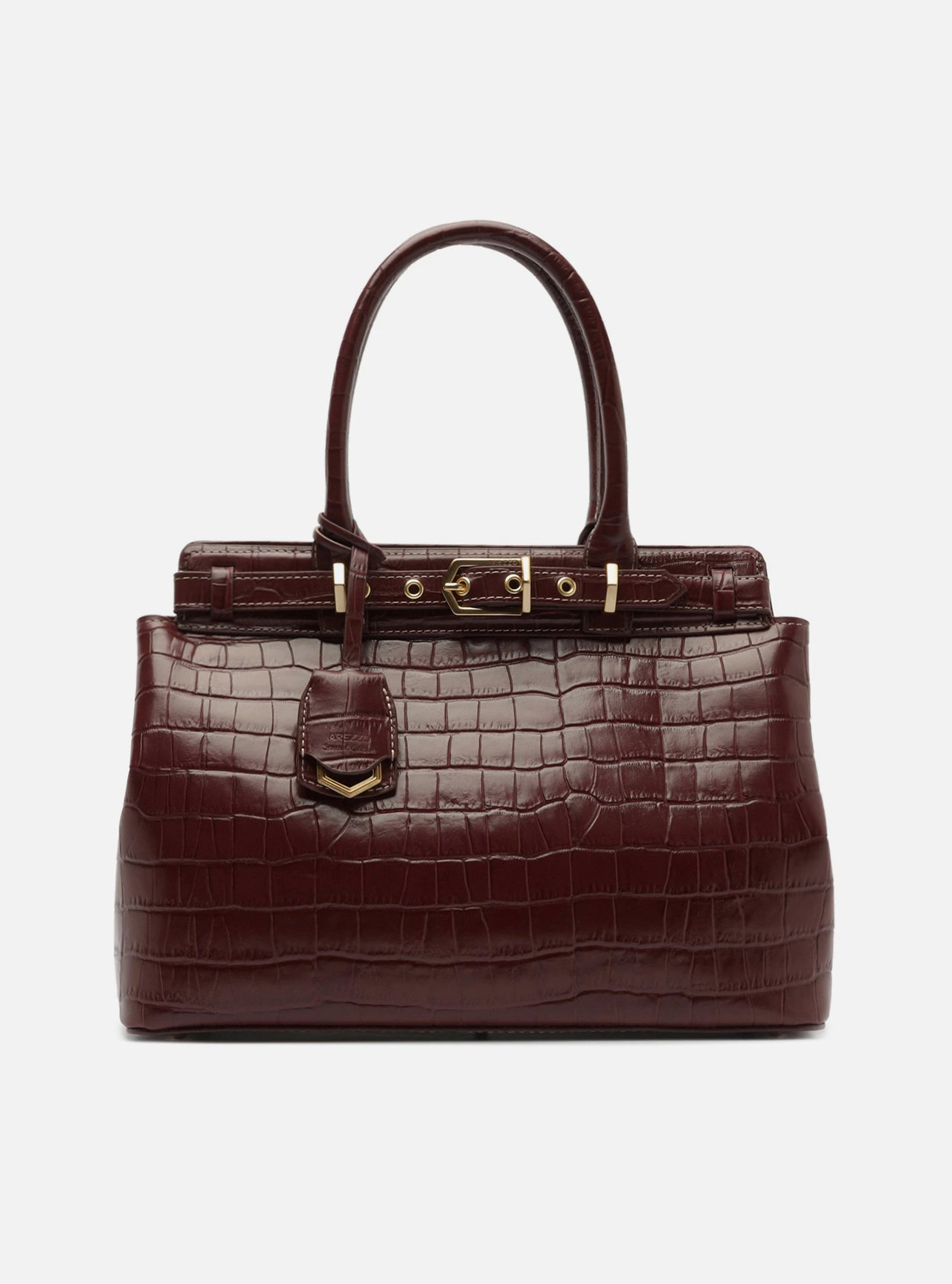 Bolsa Tote Vinho Couro Croco Grande Bag Charm