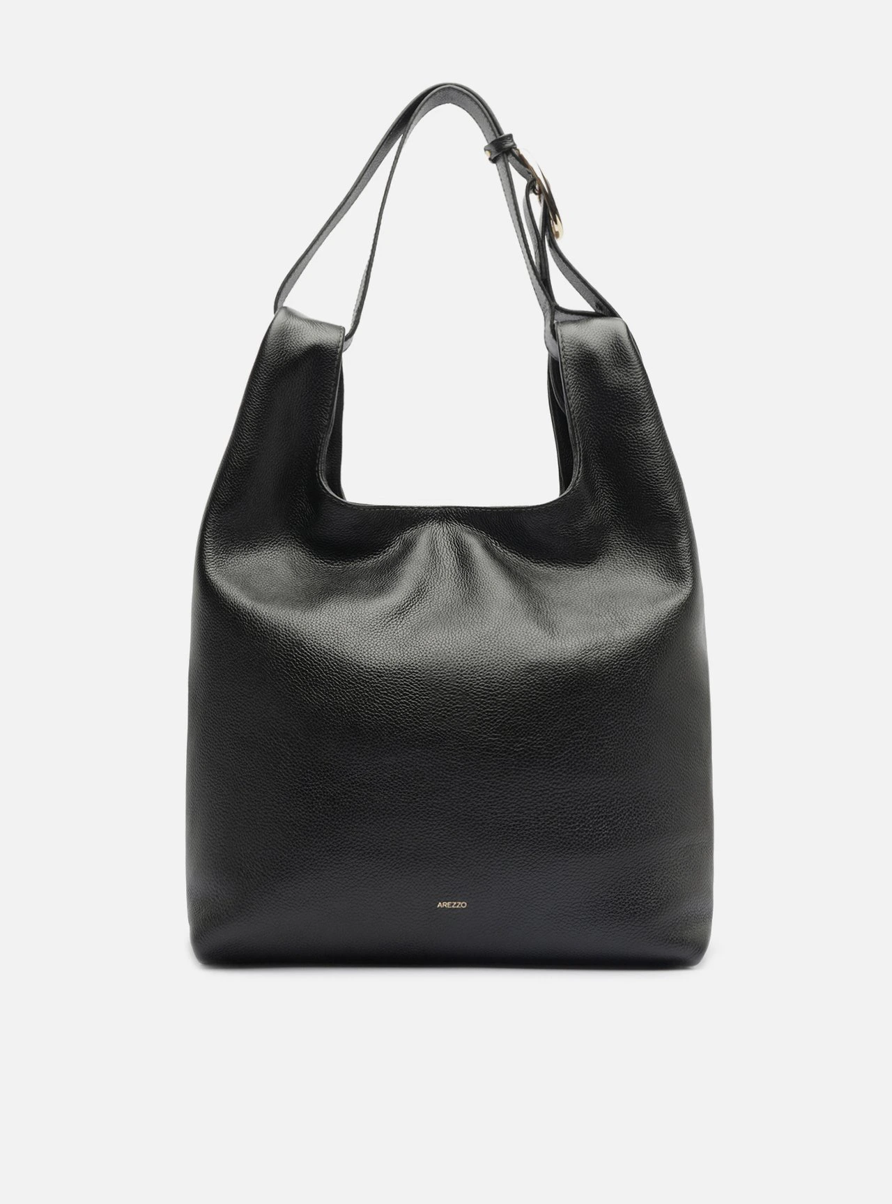 Bolsa Hobo Preta Couro Média
