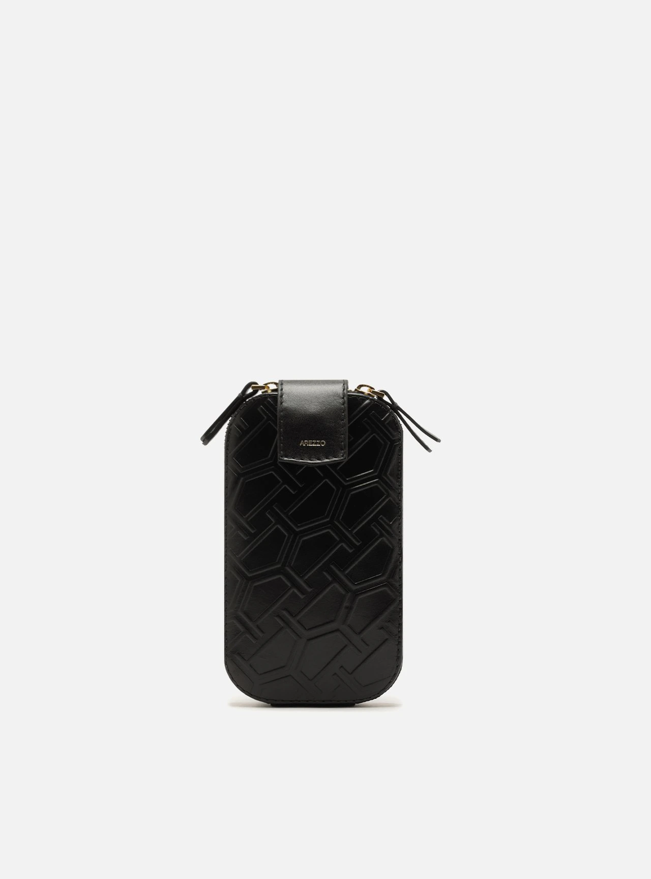 Bolsa Porta Celular Preta Couro Pequena Corrente