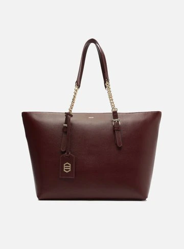 Bolsa Shopping Vinho Couro Grande Alça Corrente