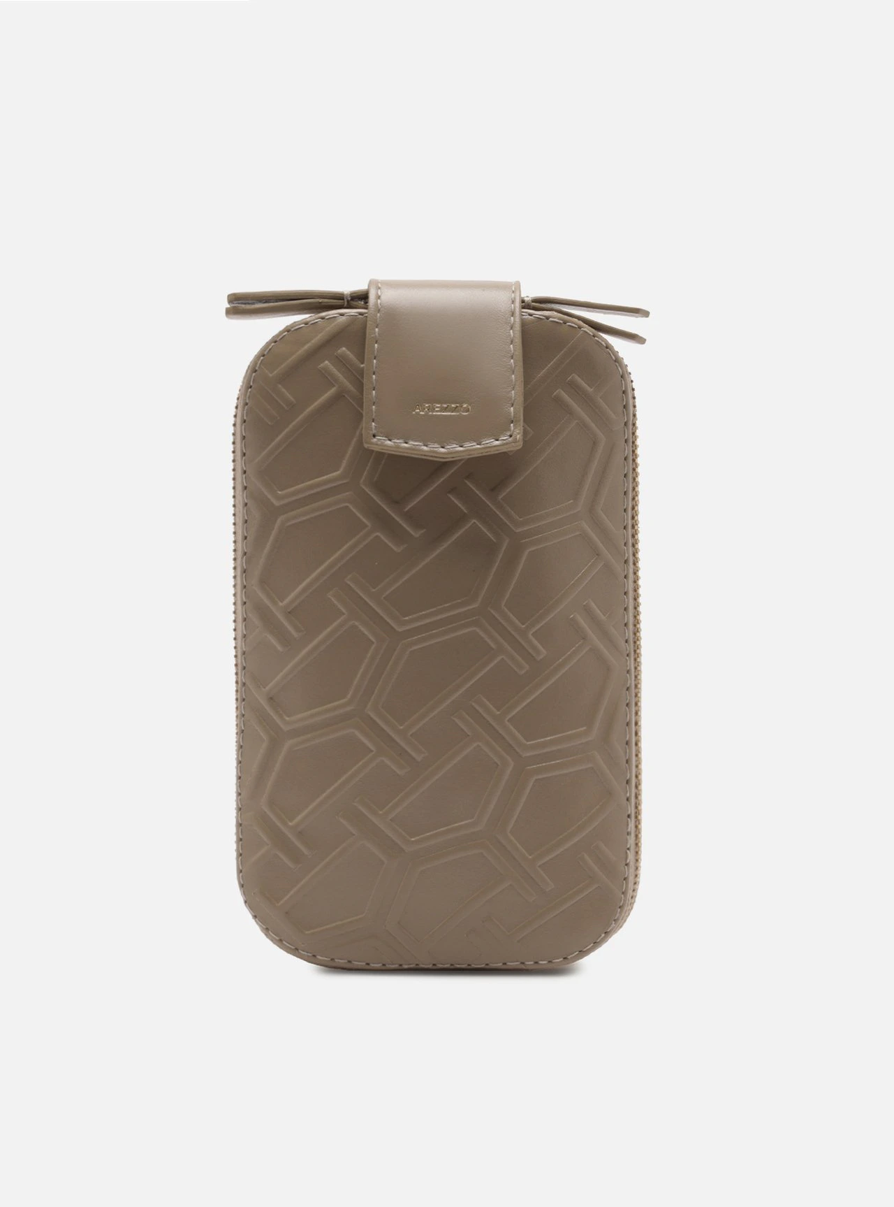 Bolsa Porta Celular Cinza Couro Pequena Corrente