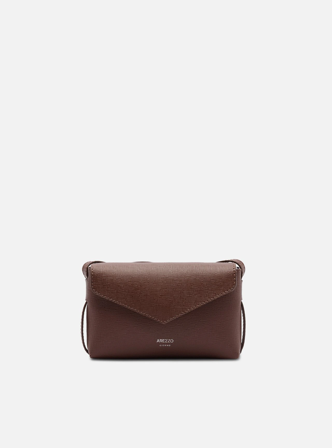 Bolsa Tiracolo Marrom Pequena Granulada Alça Larga