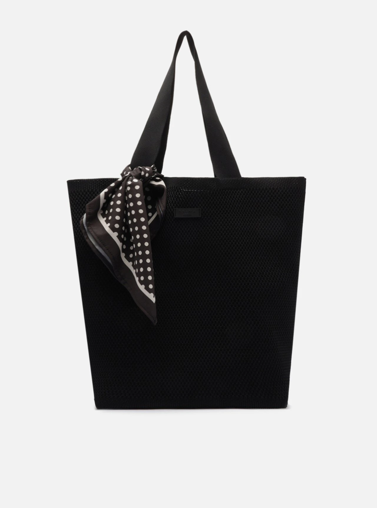 Bolsa Shopping Preta Crochê Grande Lenço Brizza