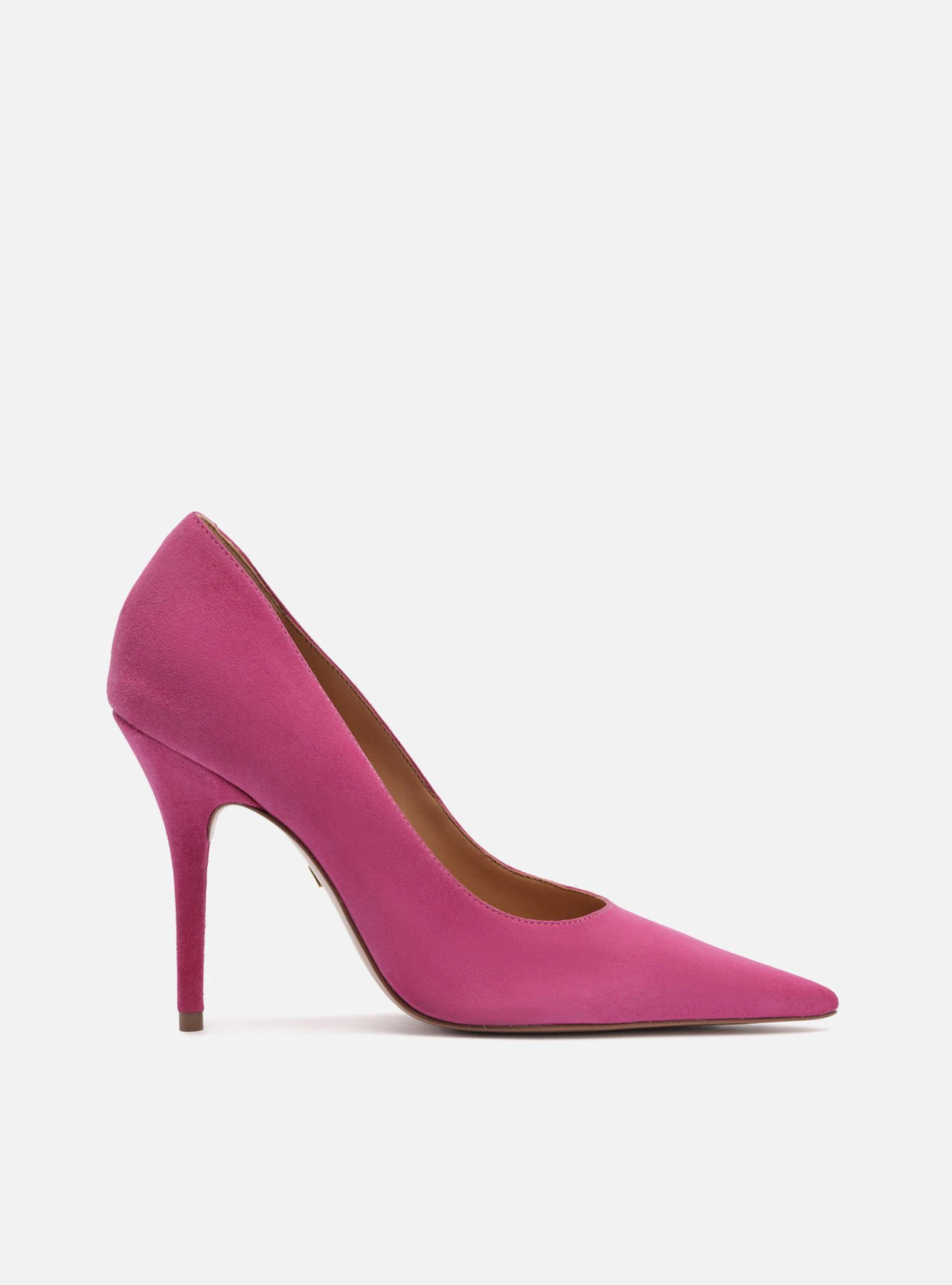Scarpin Rosa Camurça Salto Fino Essencial 100