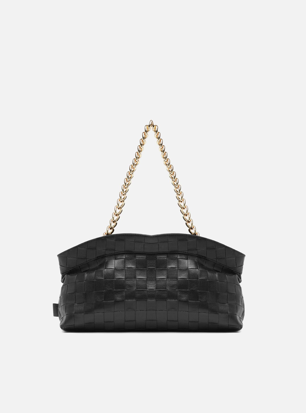 Bolsa Shoulder Preta Média Tressê Alça Corrente
