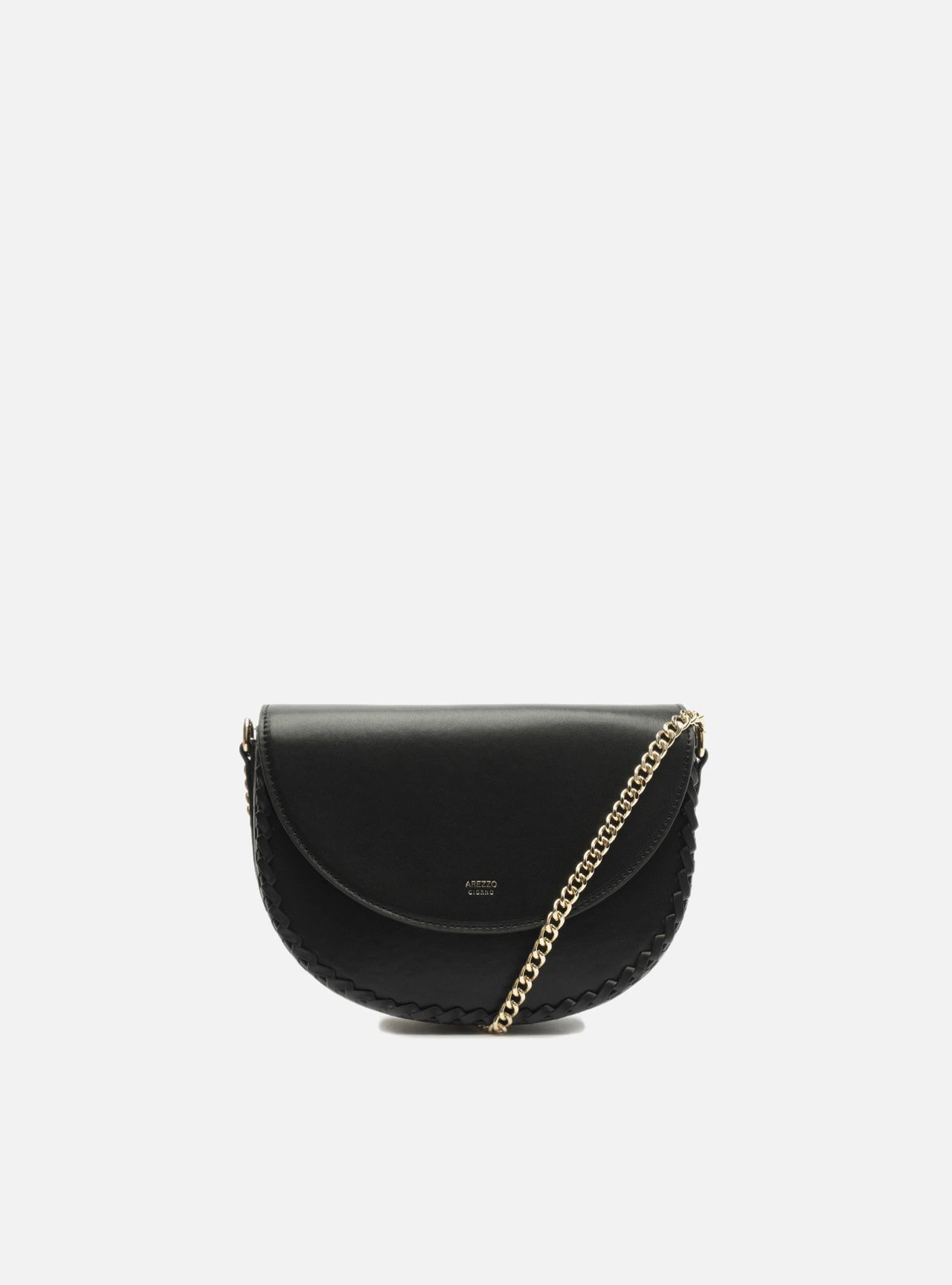 Bolsa Tiracolo Preta Pequena Corrente Tampo
