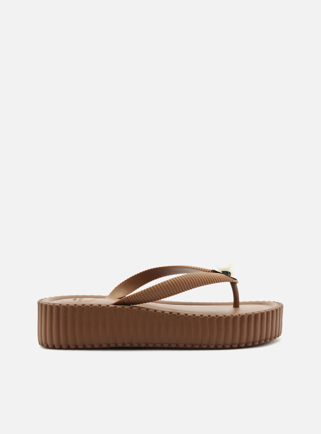 Sandália Papete Marrom Salto Flatform Metais Brizza