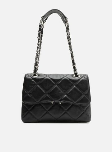 Bolsa Tiracolo Preta Couro Mizz Média