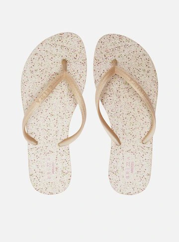 Chinelo de Dedo Dourado Bico Redondo