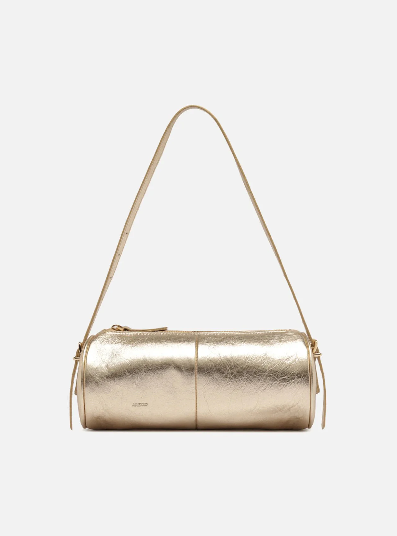 Bolsa Shoulder Dourada Couro Média
