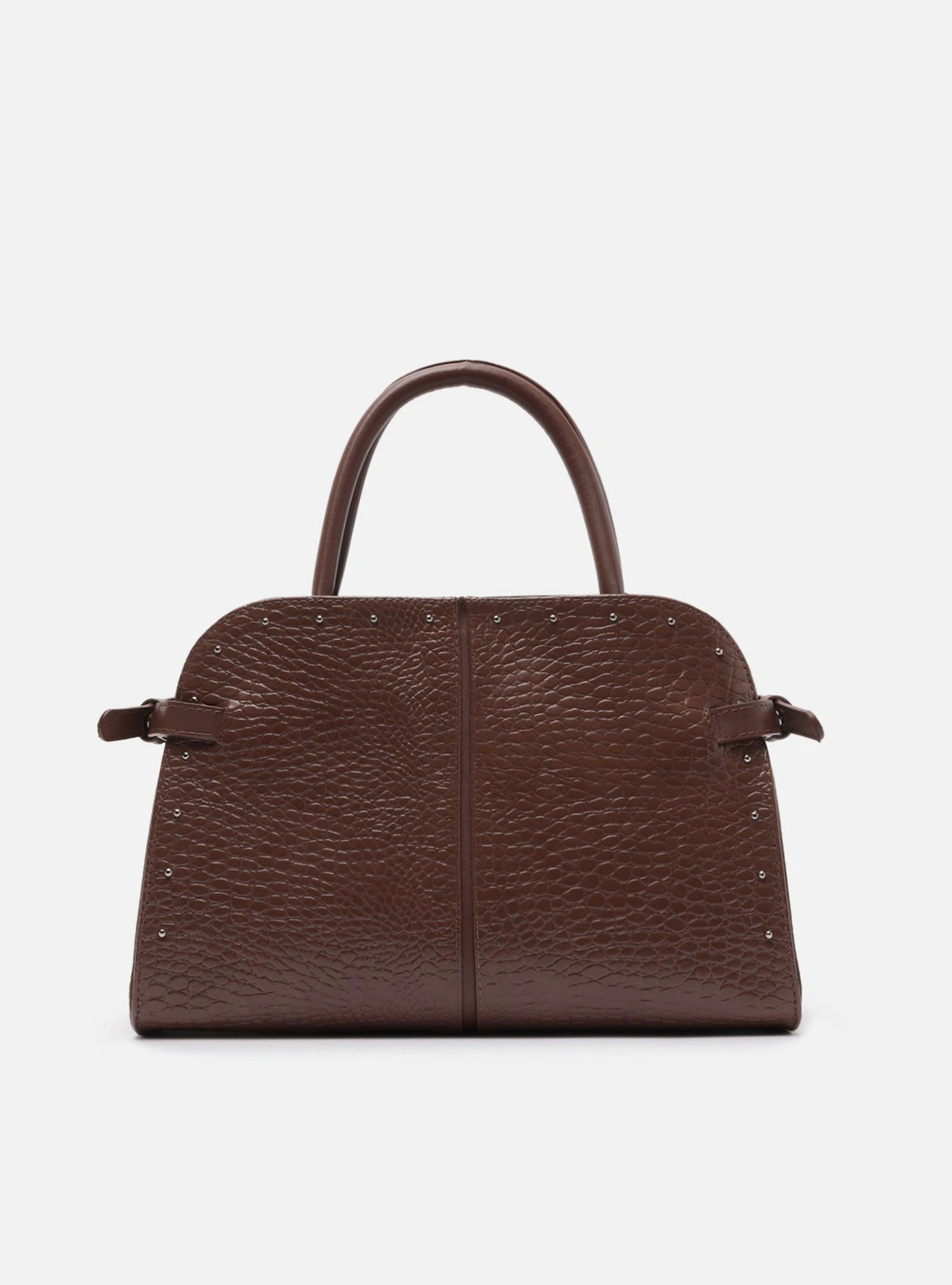Bolsa Tote Marrom Croco Grande Rebites