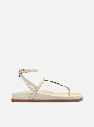 Sandália Papete Off White Injetado Fivela Metais
