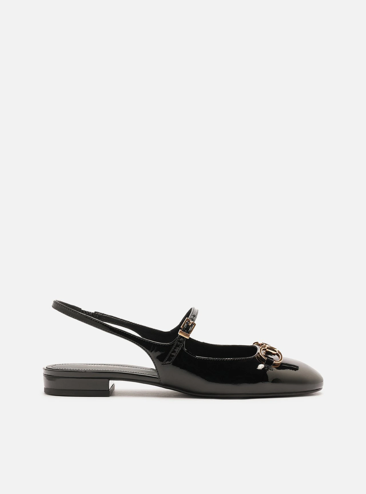 Sapatilha Boneca Preta Verniz Slingback Bridão