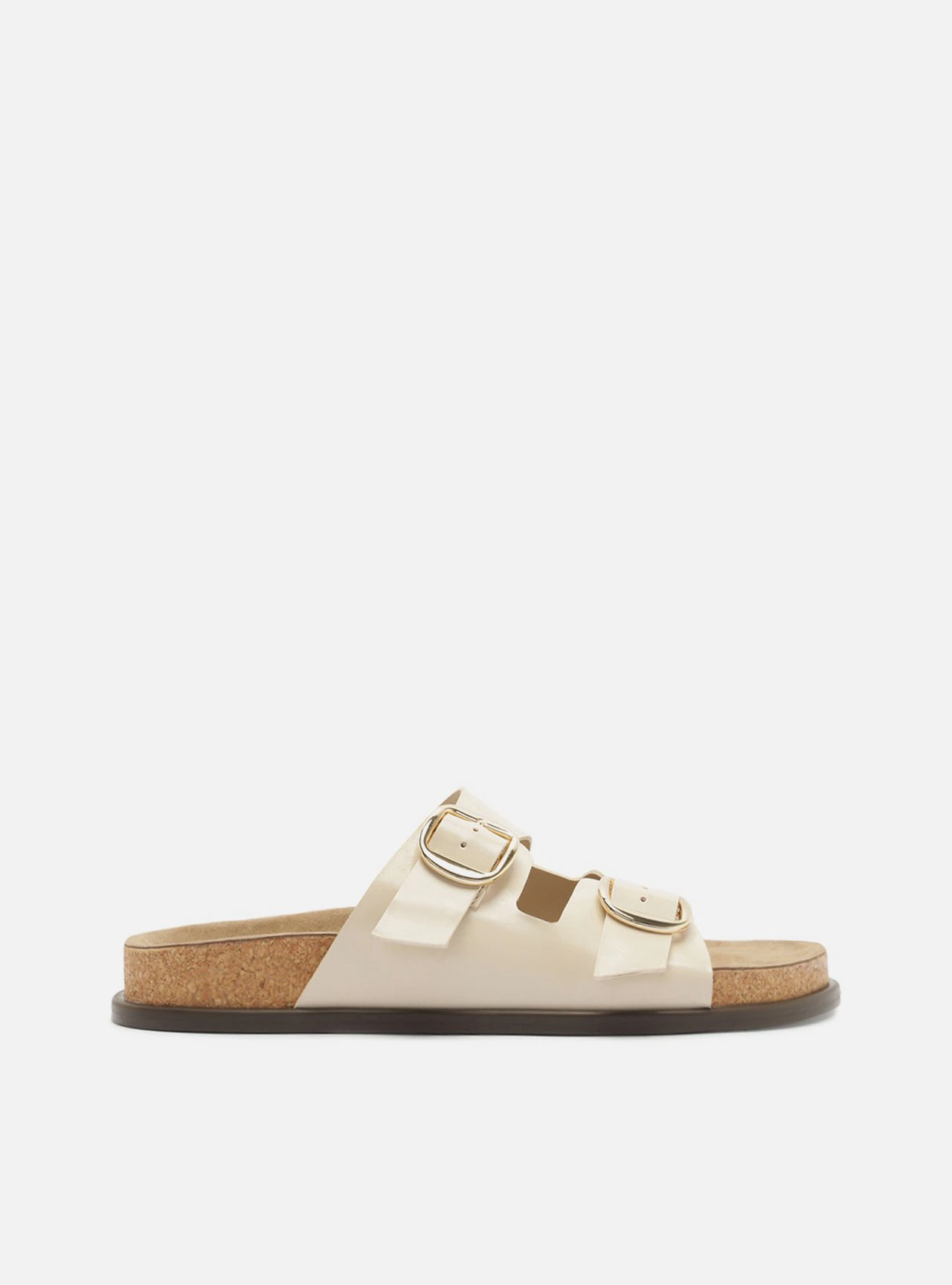 Sandália Papete Off White Couro Flatform Metais