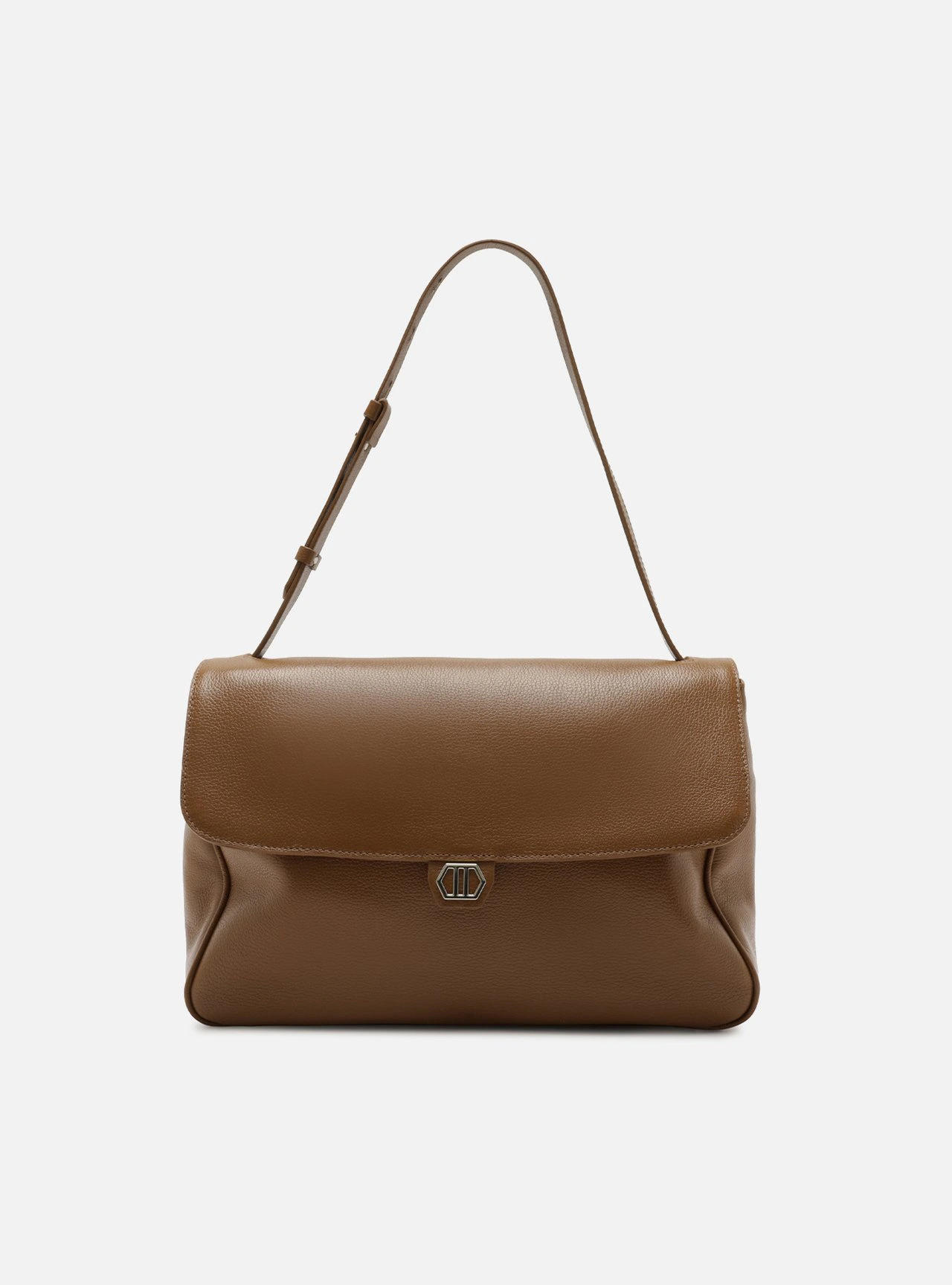 Bolsa Tiracolo Marrom Couro Média Metais
