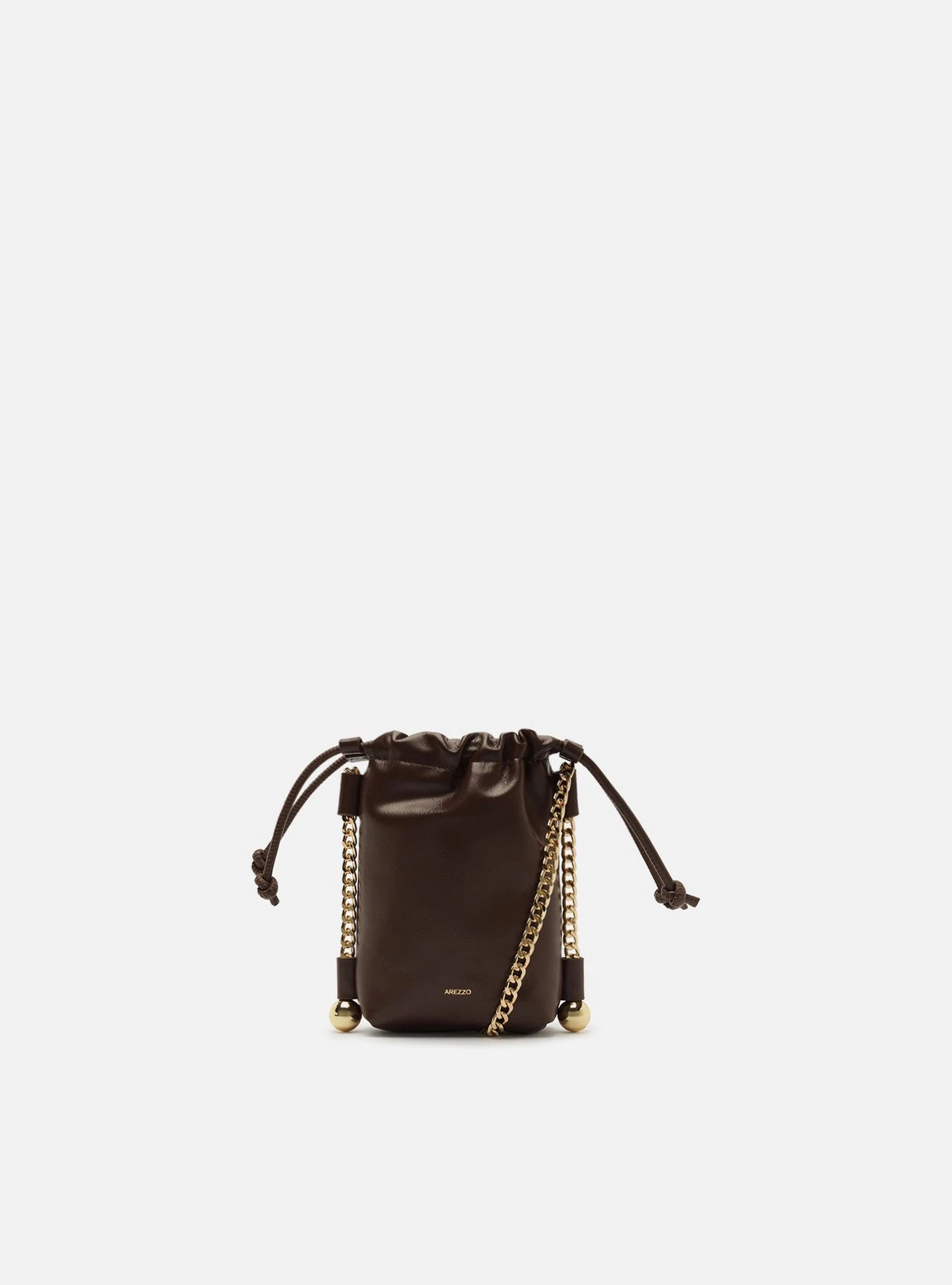 Bolsa Porta Celular Marrom Couro Pequena Corrente